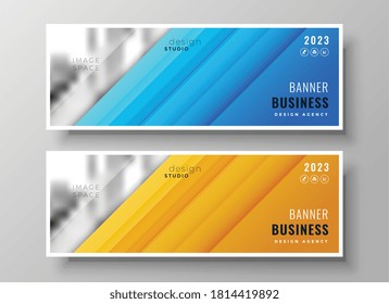 modern wide business banners set of two