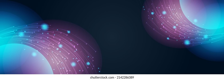 Modern wide Hi-tech digital technology concept. Illustration high computer technology on purple and dark blue gradient background. Abstract futuristic design. Sci-fi vector illustration