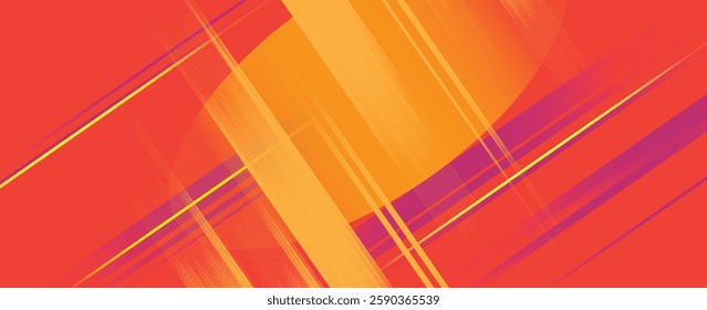 Modern wide Hi-tech digital technology concept. Illustration high computer technology on purple and pink metalic gradient background. Abstract futuristic design. Sci-fi vector illustration