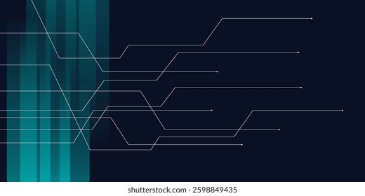 Modern wide Hi-tech digital technology concept. Illustration high computer technology on purple and dark blue gradient background. Abstract futuristic design. Sci-fi vector illustration
