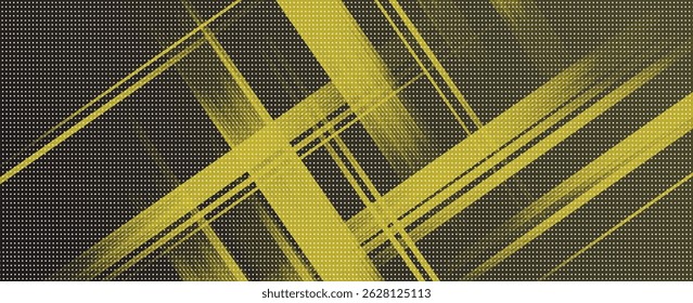 Modern wide Hi-tech digital technology concept. Illustration high computer technology on yellow and black gradient background. Abstract futuristic design. Sci-fi vector illustration