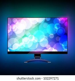Modern wide screen tv display 2. On black