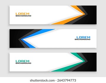 modern wide web corporate slider template in collection of three vector