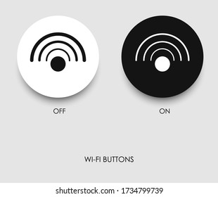 Botones WIFI modernos para interfaz del sistema, interfaz de usuario, menú, barra, etc. Diseñados en estilo minimalista con colores en blanco y negro. Vector Eps 10