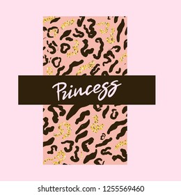 Modern wild animal princess t-shirt print texture. Tiger background. Jungle safari concept