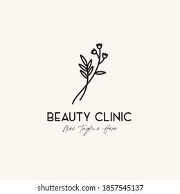 Modern Wild Floral Leaf And Flower Bud Logo Design Template