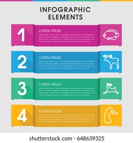 Modern wild infographic template. infographic design with wild icons includes moose, goose, deer. can be used for presentation, diagram, annual report, web design.