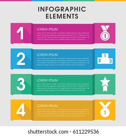 Modern win infographic template. infographic design with win icons includes medal, ranking, number 1 medal. can be used for presentation, diagram, annual report, web design. 