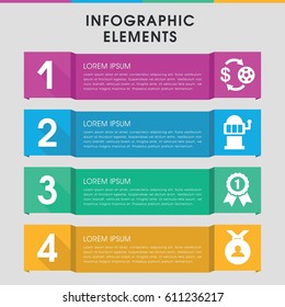 Modern win infographic template. infographic design with win icons includes Casino chip and money. can be used for presentation, diagram, annual report, web design. 