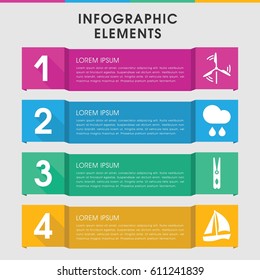 Modern wind infographic template. infographic design with wind icons includes cloth pin, rain, mill. can be used for presentation, diagram, annual report, web design. 