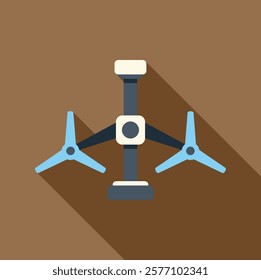 Modern wind turbine generating clean energy, designed in a flat style with a long shadow