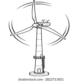 Modern wind turbine generating renewable clean energy with renewable electricity sustainable generator environment technology infrastructure production alternative resources atmospheric