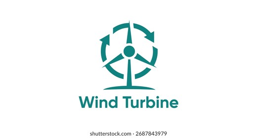 El diseño moderno del logotipo de la turbina eólica simboliza la energía renovable, la sostenibilidad y la energía ecológica.