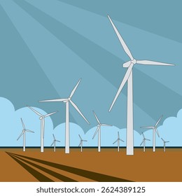 Modern wind turbines generating clean energy.
