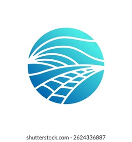 Modern Winding Road Landscape Circle Vector