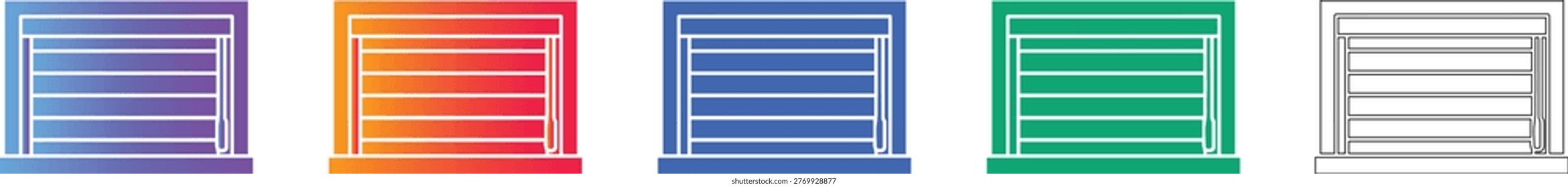 Modern Window Blinds Icon Set vol 1215