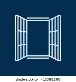 Modern window creative icon. Vector concept symbol in thin line style on dark background