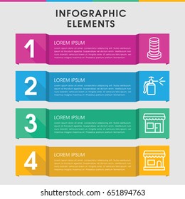 Modern window infographic template. infographic design with window icons includes spray bottle, builidng. can be used for presentation, diagram, annual report, web design.