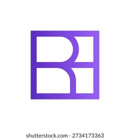 Modern window screen logo shaped as the letter R, featuring a four-panel frame design. Ideal for window installation, construction, renovation, and home improvement brands.