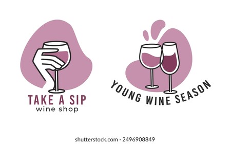 Modern Wine Bar Logo Design