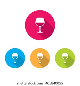 Modern Wine Glass Icon With Long Shadow