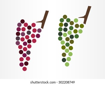 Modern wine grapes icon or logo in two variants - red and white wine grape