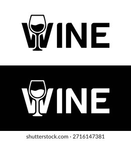 Diseño moderno del logotipo del vino con la copa de vino elegante y las letras de la vid