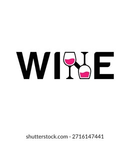 Logotipo de vino moderno con copas elegantes y vino tinto