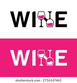 Modern wine logo with glasses and elegant typography