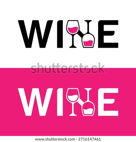 Modern wine logo with glasses and elegant typography