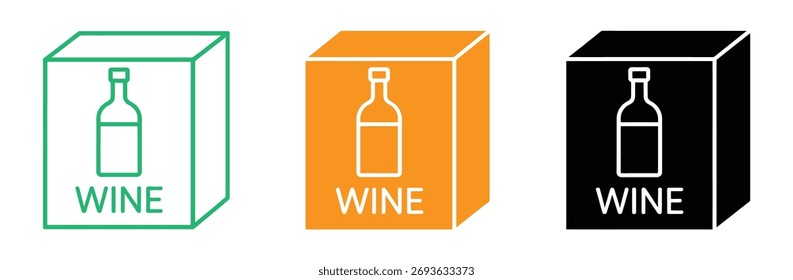 Ícones modernos da caixa de embalagem de vinho      frasco 