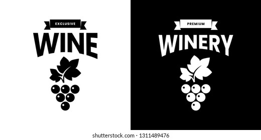 Modern wine vector isolated logo sign for pub, tavern, restaurant, house, shop, store, club and cellar. Premium quality vinery logotype illustration set. Fashion brand badge design template bundle.