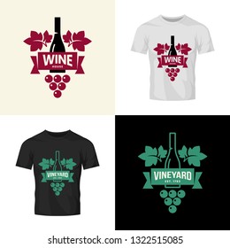 Modern wine vector isolated logo collection for tavern, restaurant, house, shop, store, club and cellar. Premium quality vinery logotype illustration set. Fashion brand badge design template bundle.