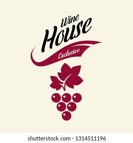 Modern wine vector logo sign for tavern, restaurant, house, shop, store, club and cellar isolated on light background. Premium quality vinery logotype illustration. Fashion brand badge design template