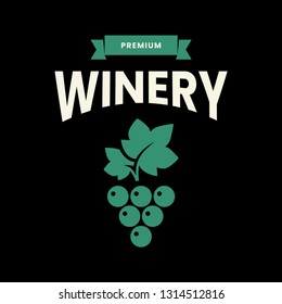 Modern wine vector logo sign for tavern, restaurant, house, shop, store, club and cellar isolated on black background. Premium quality vinery logotype illustration. Fashion brand badge design template