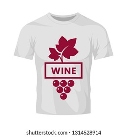 Modern wine vector logo sign for tavern, restaurant, house, shop, store, club and cellar isolated on white t-shirt mock up. Premium quality vinery logotype illustration. Fashion badge design template.