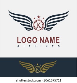 
Modern Wing Initial Letter K Logo Idea Vector Template. Sport, Force, Flight, Airlines, Plane, Finance Business Logo. Eagle Victory Freedom Symbol