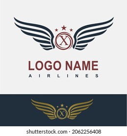 Modern Wing Initial Letter X Logo Idea Vector Template. Sport, Force, Flight, Airlines, Plane, Finance Business Logo. Eagle Victory Freedom Symbol