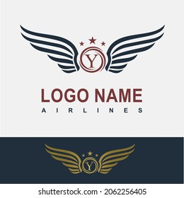 Modern Wing Initial Letter Y Logo Idea Vector Template. Sport, Force, Flight, Airlines, Plane, Finance Business Logo. Eagle Victory Freedom Symbol