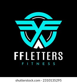 Modern wing letter F FF logo design template. Minimalist circle FF initial logo.