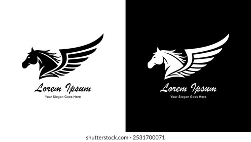 A modern winged horse-shaped logo design