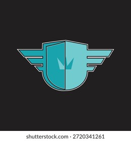 Diseño moderno del logotipo de la corona del escudo alado