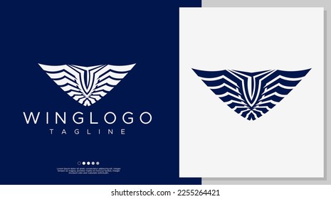 Modern wings logo design template. Simple wings logo branding.