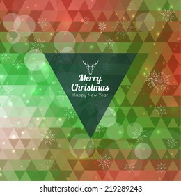 Modern winter abstract background with snowflakes, hipster triangle pattern