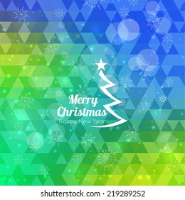 Modern winter abstract background with snowflakes, hipster triangle pattern