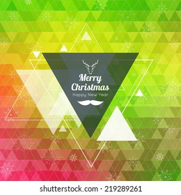 Modern winter abstract background with snowflakes, hipster triangle pattern