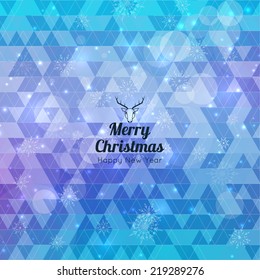 Modern winter abstract background with snowflakes, hipster triangle pattern