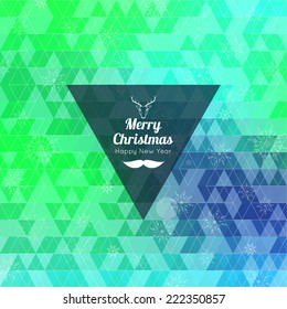 Modern winter abstract background with snowflakes, hipster triangle pattern