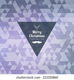 Modern winter abstract background with snowflakes, hipster triangle pattern