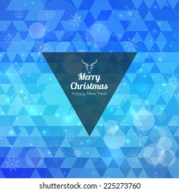 Modern winter abstract background with snowflakes, hipster triangle 